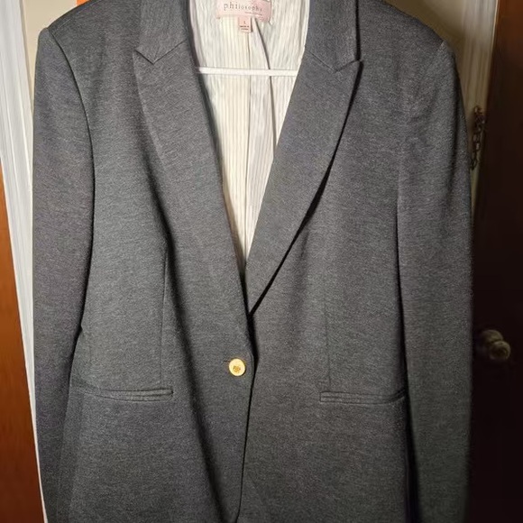 Philosophy Charcoal Blazer with Gold Button - Picture 1 of 3